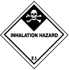 NMC - Accident Prevention Label - Legend: Inhalation Hazard, English, Black & White, 4" Long x 4" High, Sign Muscle Finish - USA Tool & Supply