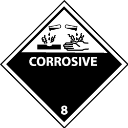 NMC - Corrosive DOT Shipping Label - 4" High x 4" Wide - USA Tool & Supply