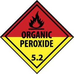 NMC - Safety & Facility Label - Legend: Organic Peroxide 5.2, English, Black, Red, Black & Yellow, 4" Long x 4" High, Sign Muscle Finish - USA Tool & Supply