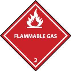 NMC - Flammable Gas DOT Shipping Label - 4" High x 4" Wide - USA Tool & Supply