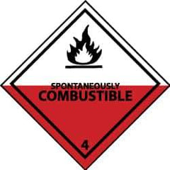 NMC - Spontaneously Combustible DOT Shipping Label - 4" High x 4" Wide - USA Tool & Supply