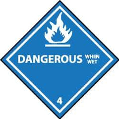 NMC - Dangerous When Wet DOT Shipping Label - 4" High x 4" Wide - USA Tool & Supply