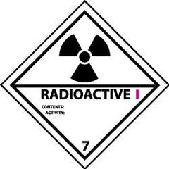 NMC - Accident Prevention Label - Legend: Radioactive I Contents: Activity:, English, Black, Magenta & White, 4" Long x 4" High, Sign Muscle Finish - USA Tool & Supply