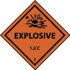 NMC - Accident Prevention Label - Legend: Explosive 1.2C, English, Black & Orange, 4" Long x 4" High, Sign Muscle Finish - USA Tool & Supply