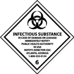 NMC - Infectious Substance - In Case of Damage or Leakage Immediately Notify Public Authority in U.S.A. - Notify: Director... DOT Shipping Label - 4" High x 4" Wide - USA Tool & Supply