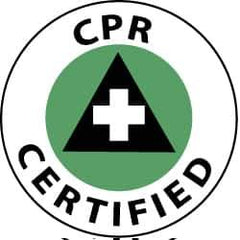 NMC - CPR Certified, Hard Hat Label - White & Black on Green, 2" Thick, For Accident Prevention - USA Tool & Supply