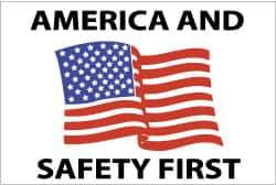 NMC - America and Safety First, Hard Hat Label - Blue & Black on White, Red, 2" Thick, For Accident Prevention - USA Tool & Supply