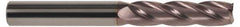 SGS - 1/2", 2" LOC, 1/2" Shank Diam, 4-1/2" OAL, 4 Flute, Solid Carbide Square End Mill - Single End, TiCN Finish, Spiral Flute, 30° Helix, Centercutting, Right Hand Cut, Right Hand Flute, Series 1L - USA Tool & Supply