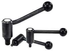 KIPP - 5/8-11, 1.3" Hub Diam, Steel Threaded Stud Adjustable Tension Lever with 20° Handle - 1.97" Stud Length, 5.06" OAL, 3.19" High - USA Tool & Supply