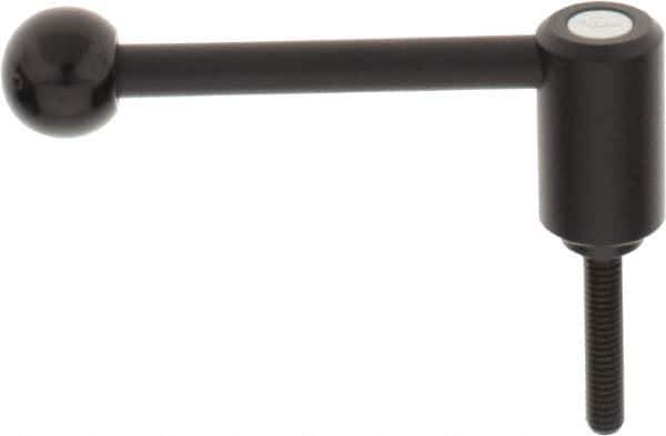 KIPP - 5/16-18, 0.94" Hub Diam, Steel Threaded Stud Adjustable Tension Lever with 0° Handle - 1.57" Stud Length, 3.62" OAL, 1.46" High - USA Tool & Supply