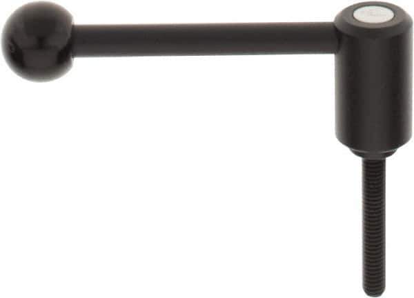 KIPP - 5/16-18, 0.94" Hub Diam, Steel Threaded Stud Adjustable Tension Lever with 0° Handle - 1.97" Stud Length, 3.62" OAL, 1.46" High - USA Tool & Supply
