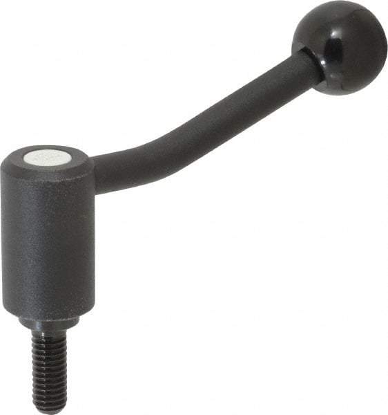 KIPP - 3/8-16, 0.94" Hub Diam, Steel Threaded Stud Adjustable Tension Lever with 20° Handle - 0.98" Stud Length, 3.46" OAL, 2.3" High - USA Tool & Supply