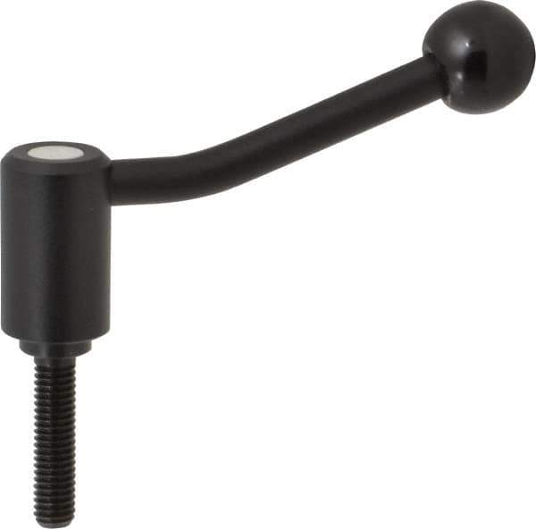 KIPP - 3/8-16, 0.94" Hub Diam, Steel Threaded Stud Adjustable Tension Lever with 20° Handle - 1.57" Stud Length, 3.46" OAL, 2.3" High - USA Tool & Supply