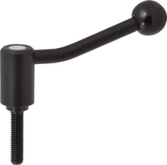 KIPP - 3/8-16, 0.94" Hub Diam, Steel Threaded Stud Adjustable Tension Lever with 20° Handle - 1.57" Stud Length, 3.46" OAL, 2.3" High - USA Tool & Supply