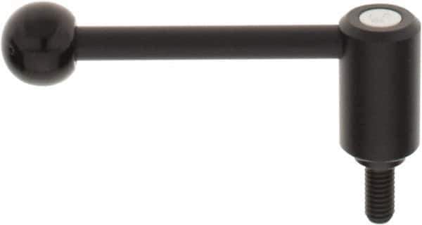 KIPP - 3/8-16, 0.94" Hub Diam, Steel Threaded Stud Adjustable Tension Lever with 0° Handle - 0.78" Stud Length, 3.62" OAL, 1.46" High - USA Tool & Supply