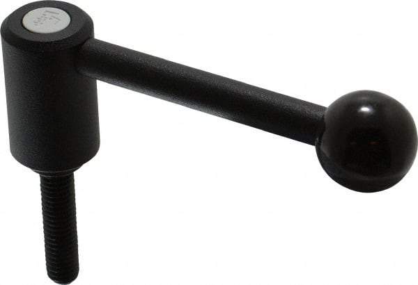 KIPP - 3/8-16, 0.94" Hub Diam, Steel Threaded Stud Adjustable Tension Lever with 0° Handle - 1.57" Stud Length, 3.62" OAL, 1.46" High - USA Tool & Supply