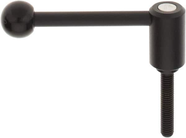 KIPP - 3/8-16, 0.94" Hub Diam, Steel Threaded Stud Adjustable Tension Lever with 0° Handle - 1.97" Stud Length, 3.62" OAL, 1.46" High - USA Tool & Supply