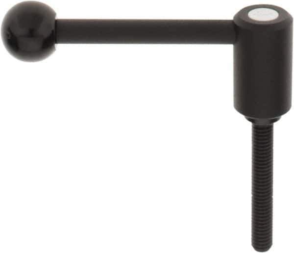 KIPP - 3/8-16, 0.94" Hub Diam, Steel Threaded Stud Adjustable Tension Lever with 0° Handle - 2.36" Stud Length, 3.62" OAL, 1.46" High - USA Tool & Supply