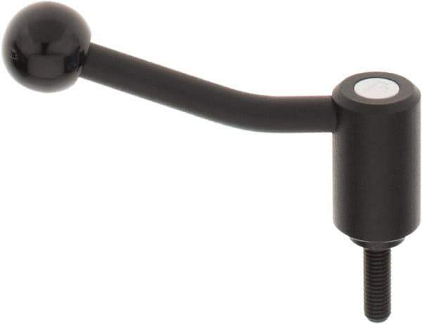 KIPP - M8 x 1.25, 0.94" Hub Diam, Steel Threaded Stud Adjustable Tension Lever with 20° Handle - 0.98" Stud Length, 3.46" OAL, 2.3" High - USA Tool & Supply