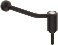 KIPP - M8 x 1.25, 0.94" Hub Diam, Steel Threaded Stud Adjustable Tension Lever with 20° Handle - 1.18" Stud Length, 3.46" OAL, 2.3" High - USA Tool & Supply