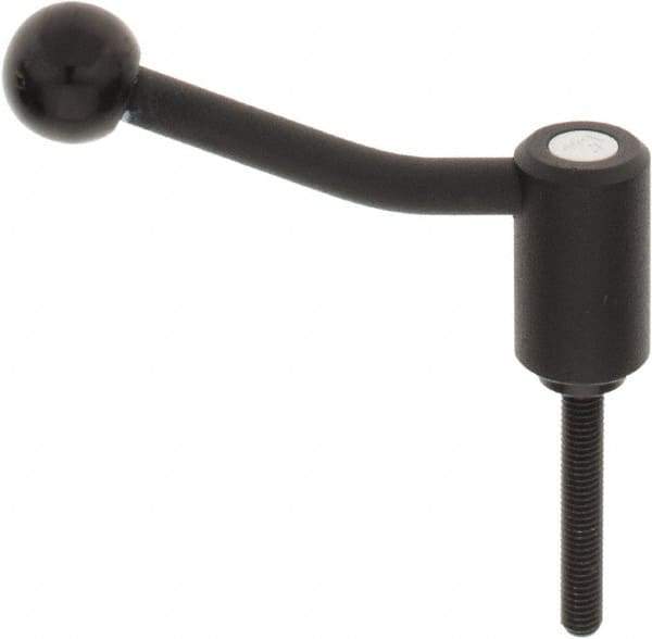 KIPP - M8 x 1.25, 0.94" Hub Diam, Steel Threaded Stud Adjustable Tension Lever with 20° Handle - 1.97" Stud Length, 3.46" OAL, 2.3" High - USA Tool & Supply