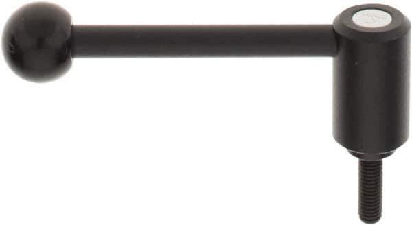 KIPP - M8 x 1.25, 0.94" Hub Diam, Steel Threaded Stud Adjustable Tension Lever with 0° Handle - 0.98" Stud Length, 3.62" OAL, 1.46" High - USA Tool & Supply