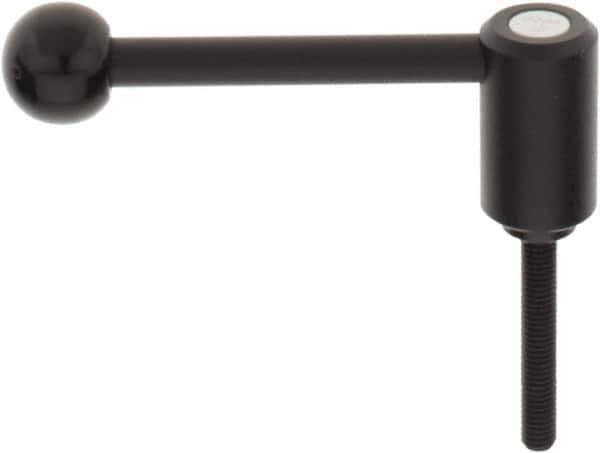 KIPP - M8 x 1.25, 0.94" Hub Diam, Steel Threaded Stud Adjustable Tension Lever with 0° Handle - 1.97" Stud Length, 3.62" OAL, 1.46" High - USA Tool & Supply