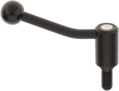 KIPP - M12 x 1.75, 0.94" Hub Diam, Steel Threaded Stud Adjustable Tension Lever with 20° Handle - 0.98" Stud Length, 3.46" OAL, 2.3" High - USA Tool & Supply