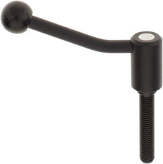 KIPP - M12 x 1.75, 0.94" Hub Diam, Steel Threaded Stud Adjustable Tension Lever with 20° Handle - 2.36" Stud Length, 3.46" OAL, 2.3" High - USA Tool & Supply