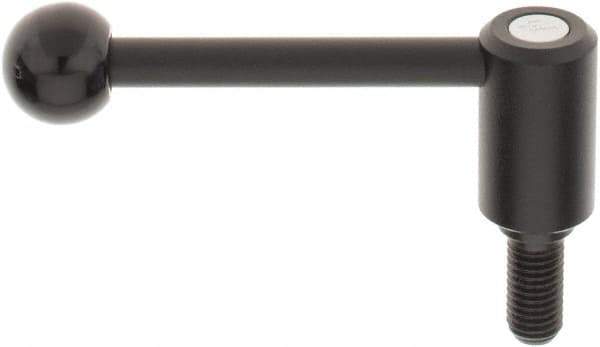 KIPP - M12 x 1.75, 0.94" Hub Diam, Steel Threaded Stud Adjustable Tension Lever with 0° Handle - 0.98" Stud Length, 3.62" OAL, 1.46" High - USA Tool & Supply