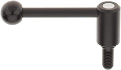 KIPP - M12 x 1.75, 0.94" Hub Diam, Steel Threaded Stud Adjustable Tension Lever with 0° Handle - 0.98" Stud Length, 3.62" OAL, 1.46" High - USA Tool & Supply