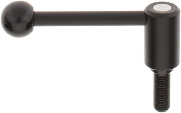 KIPP - M12 x 1.75, 0.94" Hub Diam, Steel Threaded Stud Adjustable Tension Lever with 0° Handle - 1.18" Stud Length, 3.62" OAL, 1.46" High - USA Tool & Supply