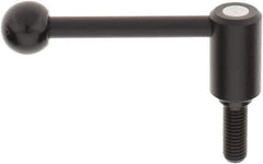 KIPP - M12 x 1.75, 0.94" Hub Diam, Steel Threaded Stud Adjustable Tension Lever with 0° Handle - 1.18" Stud Length, 3.62" OAL, 1.46" High - USA Tool & Supply