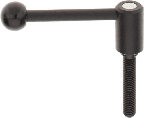KIPP - M12 x 1.75, 0.94" Hub Diam, Steel Threaded Stud Adjustable Tension Lever with 0° Handle - 2.36" Stud Length, 3.62" OAL, 1.46" High - USA Tool & Supply