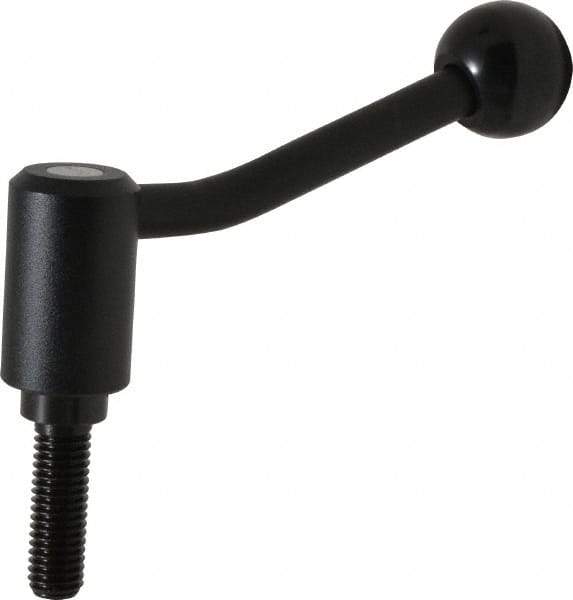 KIPP - 1/2-13, 1.1" Hub Diam, Steel Threaded Stud Adjustable Tension Lever with 20° Handle - 1.57" Stud Length, 4.17" OAL, 2.7" High - USA Tool & Supply