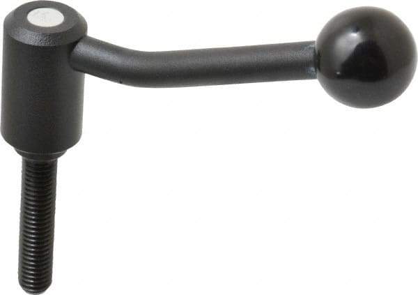KIPP - 1/2-13, 1.1" Hub Diam, Steel Threaded Stud Adjustable Tension Lever with 20° Handle - 2.36" Stud Length, 4.17" OAL, 2.7" High - USA Tool & Supply