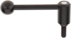 KIPP - M12 x 1.75, 1.1" Hub Diam, Steel Threaded Stud Adjustable Tension Lever with 0° Handle - 1.18" Stud Length, 4.37" OAL, 1.65" High - USA Tool & Supply