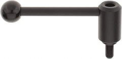 KIPP - 1/2-13, 1.3" Hub Diam, Steel Threaded Stud Adjustable Tension Lever with 0° Handle - 0.98" Stud Length, 5.3" OAL, 1.85" High - USA Tool & Supply