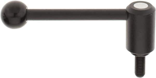 KIPP - 1/2-13, 1.3" Hub Diam, Steel Threaded Stud Adjustable Tension Lever with 0° Handle - 1.18" Stud Length, 5.3" OAL, 1.85" High - USA Tool & Supply