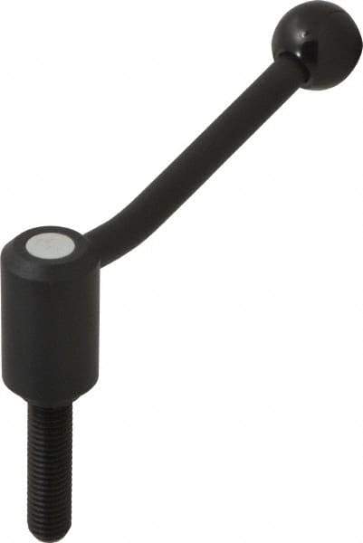 KIPP - 5/8-11, 1.3" Hub Diam, Steel Threaded Stud Adjustable Tension Lever with 20° Handle - 2.36" Stud Length, 5.06" OAL, 3.19" High - USA Tool & Supply