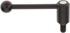 KIPP - 5/8-11, 1.3" Hub Diam, Steel Threaded Stud Adjustable Tension Lever with 0° Handle - 0.98" Stud Length, 5.3" OAL, 1.85" High - USA Tool & Supply