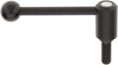KIPP - 5/8-11, 1.3" Hub Diam, Steel Threaded Stud Adjustable Tension Lever with 0° Handle - 1.57" Stud Length, 5.3" OAL, 1.85" High - USA Tool & Supply