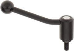 KIPP - M12 x 1.75, 1.3" Hub Diam, Steel Threaded Stud Adjustable Tension Lever with 20° Handle - 0.98" Stud Length, 5.06" OAL, 3.19" High - USA Tool & Supply
