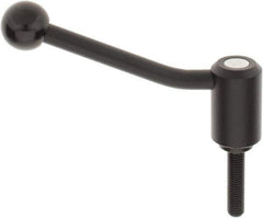 KIPP - M12 x 1.75, 1.3" Hub Diam, Steel Threaded Stud Adjustable Tension Lever with 20° Handle - 1.97" Stud Length, 5.06" OAL, 3.19" High - USA Tool & Supply
