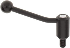 KIPP - M16 x 2.0, 1.3" Hub Diam, Steel Threaded Stud Adjustable Tension Lever with 20° Handle - 0.98" Stud Length, 5.06" OAL, 3.19" High - USA Tool & Supply