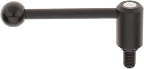 KIPP - M16 x 2.0, 1.3" Hub Diam, Steel Threaded Stud Adjustable Tension Lever with 0° Handle - 0.98" Stud Length, 5.3" OAL, 1.85" High - USA Tool & Supply