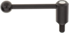KIPP - M16 x 2.0, 1.3" Hub Diam, Steel Threaded Stud Adjustable Tension Lever with 0° Handle - 0.98" Stud Length, 5.3" OAL, 1.85" High - USA Tool & Supply