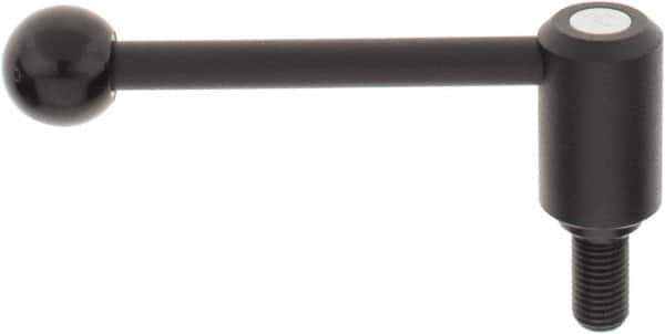 KIPP - M16 x 2.0, 1.3" Hub Diam, Steel Threaded Stud Adjustable Tension Lever with 0° Handle - 1.18" Stud Length, 5.3" OAL, 1.85" High - USA Tool & Supply
