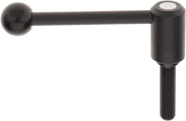 KIPP - M16 x 2.0, 1.3" Hub Diam, Steel Threaded Stud Adjustable Tension Lever with 0° Handle - 2.36" Stud Length, 5.3" OAL, 1.85" High - USA Tool & Supply
