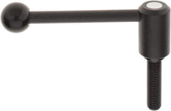 KIPP - M16 x 2.0, 1.3" Hub Diam, Steel Threaded Stud Adjustable Tension Lever with 0° Handle - 2.36" Stud Length, 5.3" OAL, 1.85" High - USA Tool & Supply